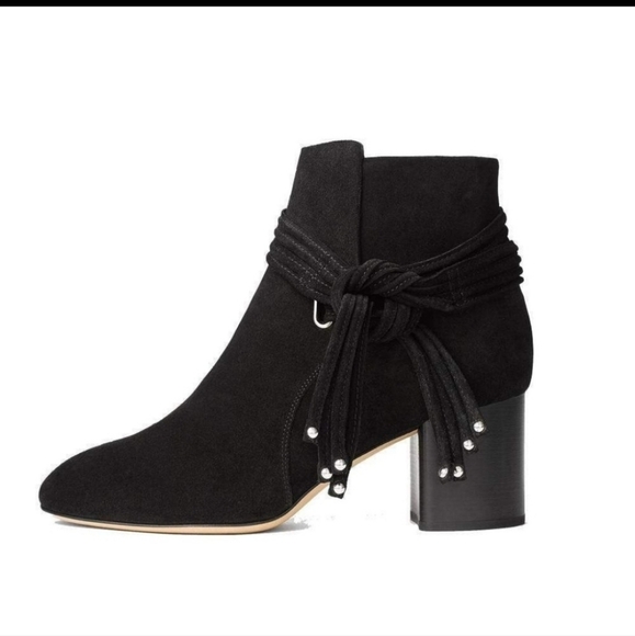 Rag & Bone Dalia II Black Suede Boots Stud Tipped Straps - Picture 2 of 7